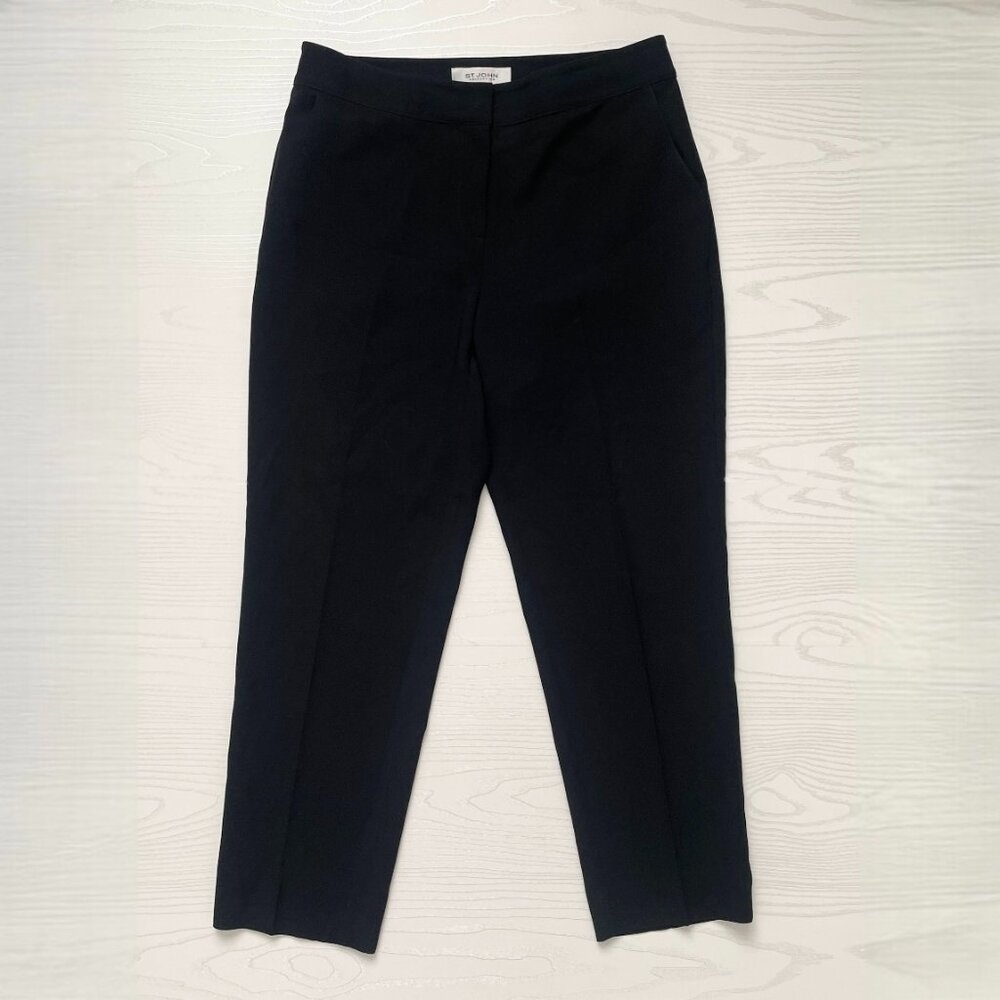 St. John Womens Pants 6 Black Crop Trouser Dress Work Office Straight Leg